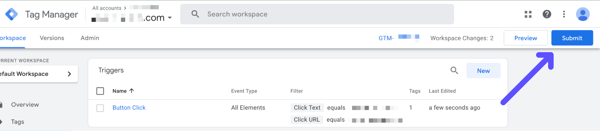 submit tag configuration